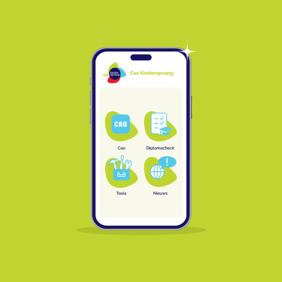 Telefoon met nieuwe Cao-app Kinderopvang